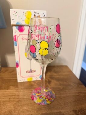 Hand Painted Lilly Pulitzer Birthday Wine Glass